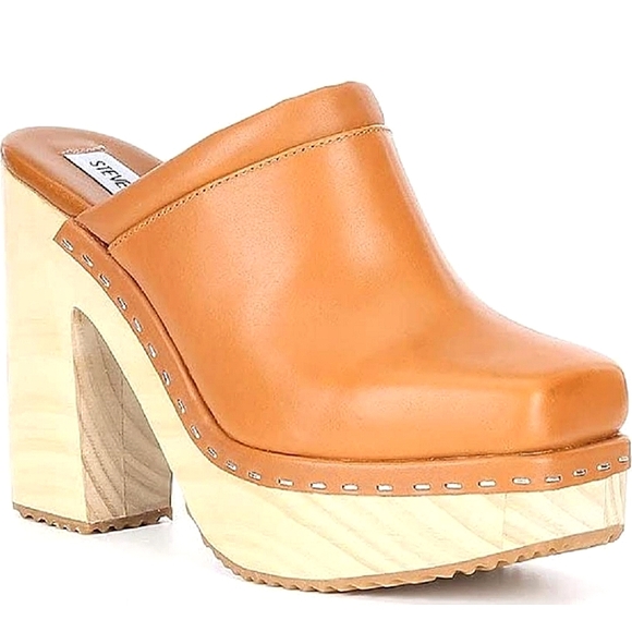 STEVE MADDEN Leather Chunky Wooden Heel Clogs *NEW - Picture 5 of 17